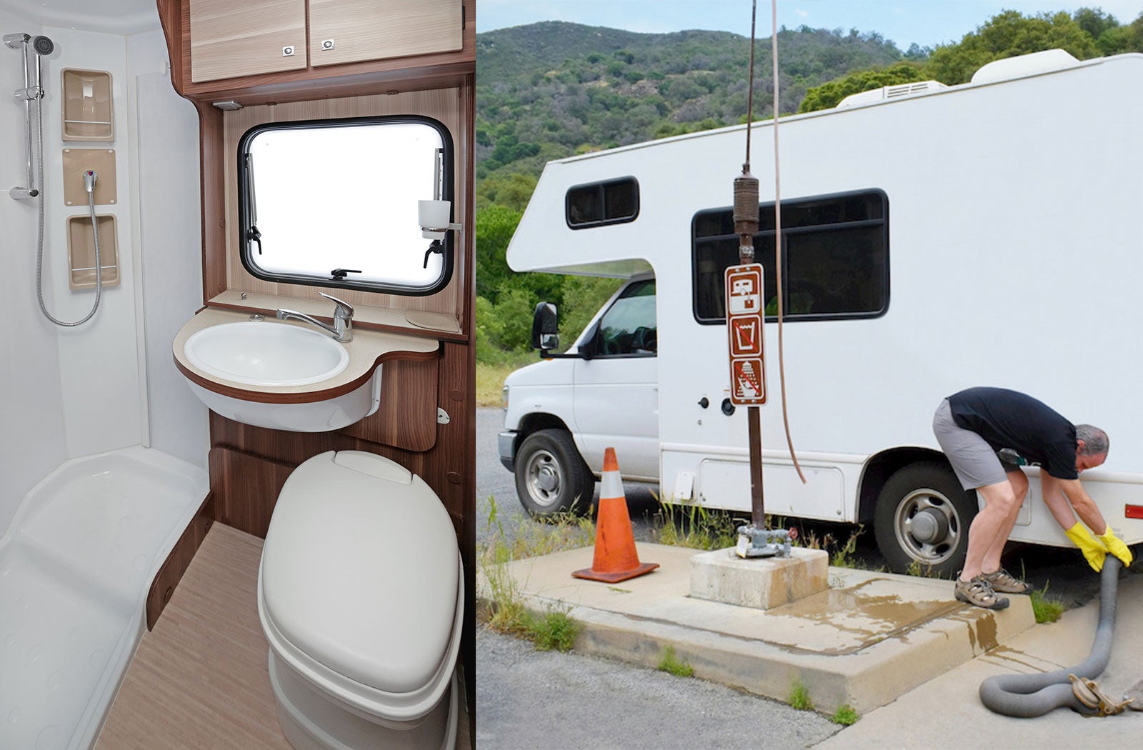 Portable RV/camper toilet and holding tank setup in Cabot, Arkansas