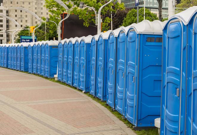Seasonal porta potty units set up at a Cabot, Arkansas venue