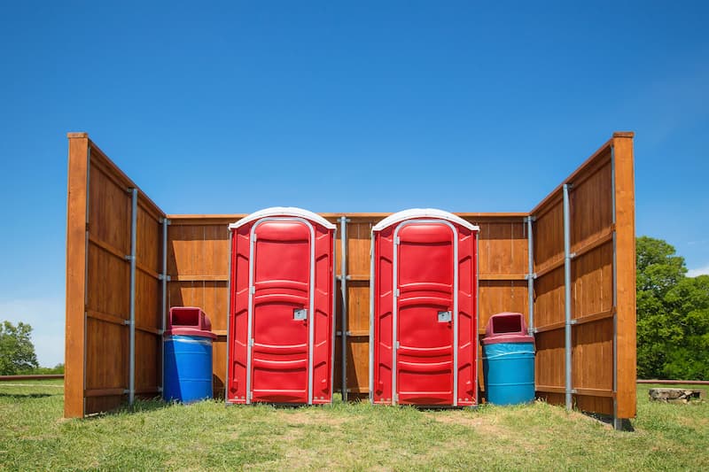 Short-term porta potty units staged for delivery in Cabot, Arkansas